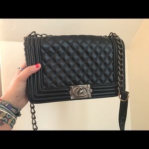 Black quilted bag